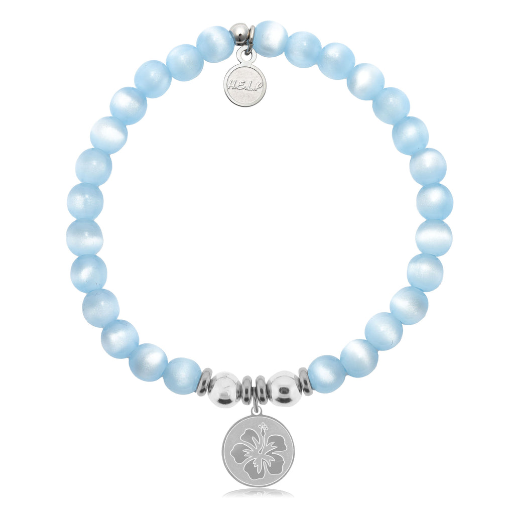 HELP by TJ Hibiscus Charm with Blue Selenite Charity Bracelet