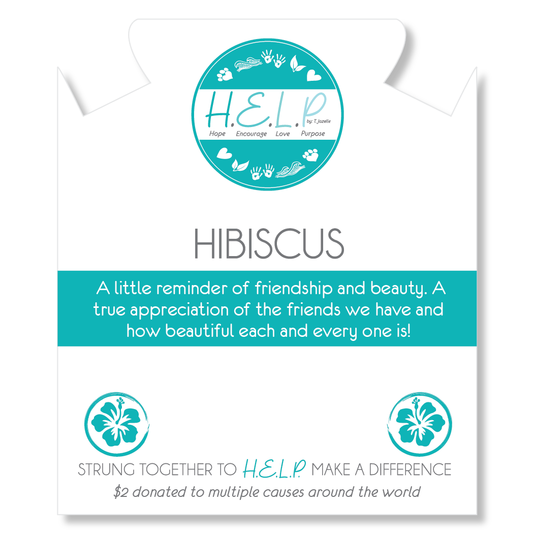 HELP by TJ Hibiscus Charm with Blue Selenite Charity Bracelet