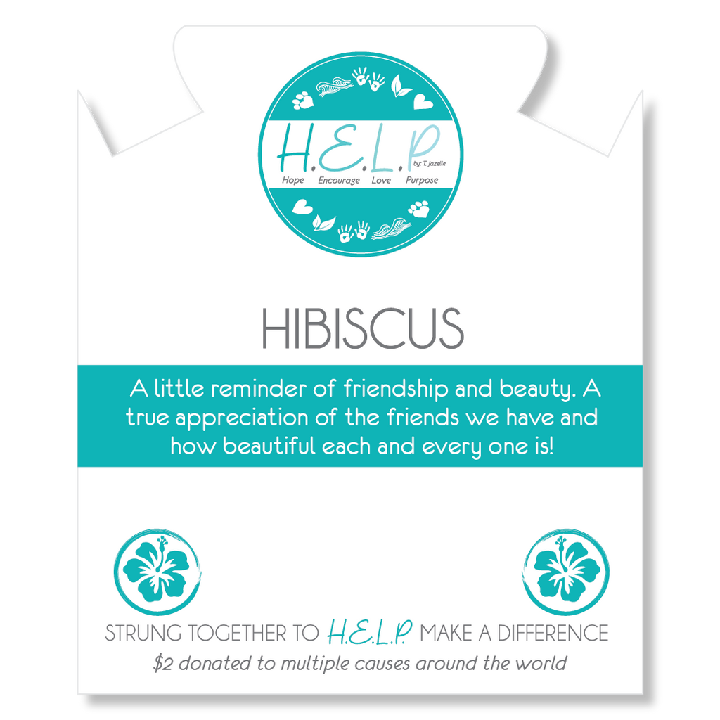 HELP by TJ Hibiscus Charm with Blue Selenite Charity Bracelet