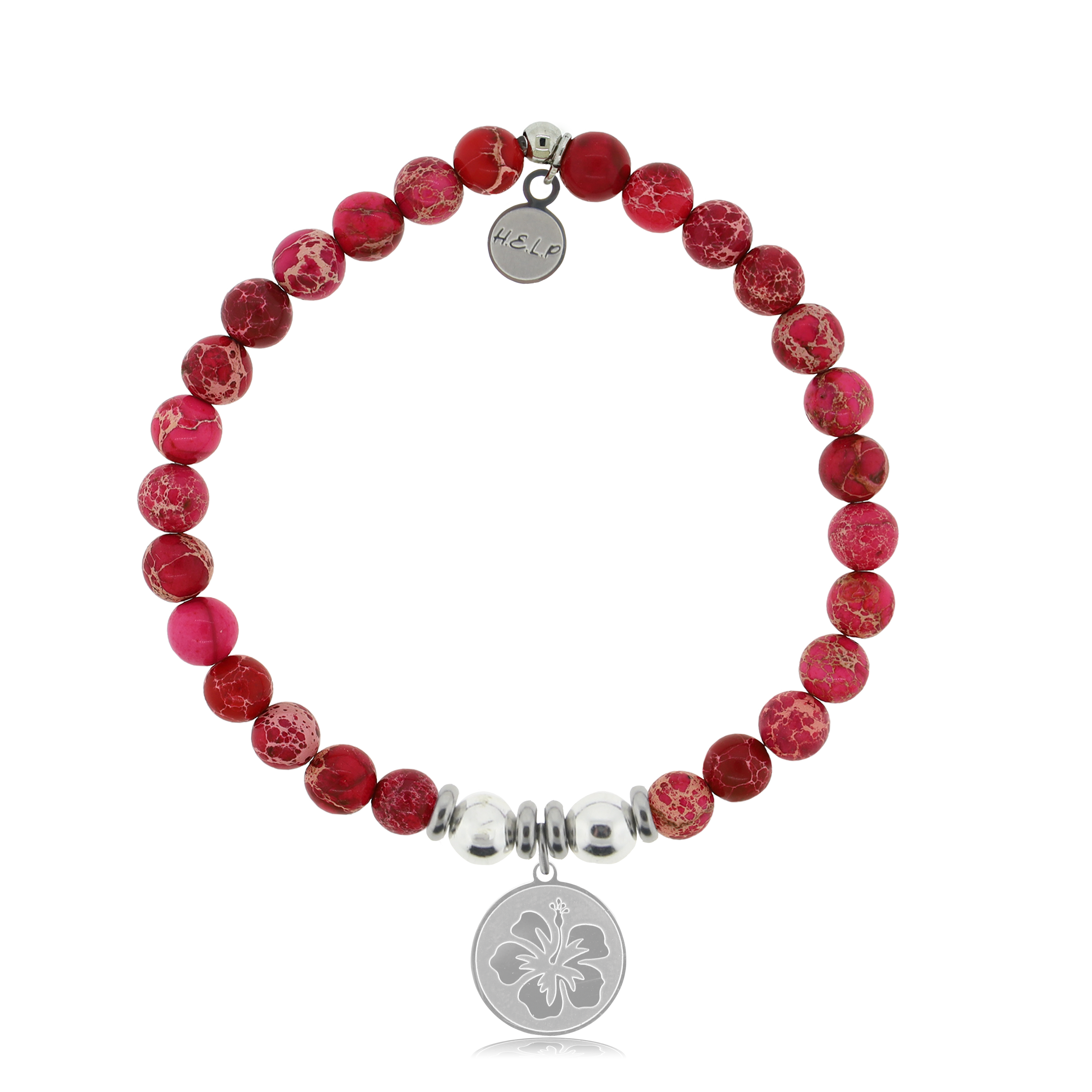 HELP by TJ Hibiscus Charm with Cranberry Jasper Charity Bracelet