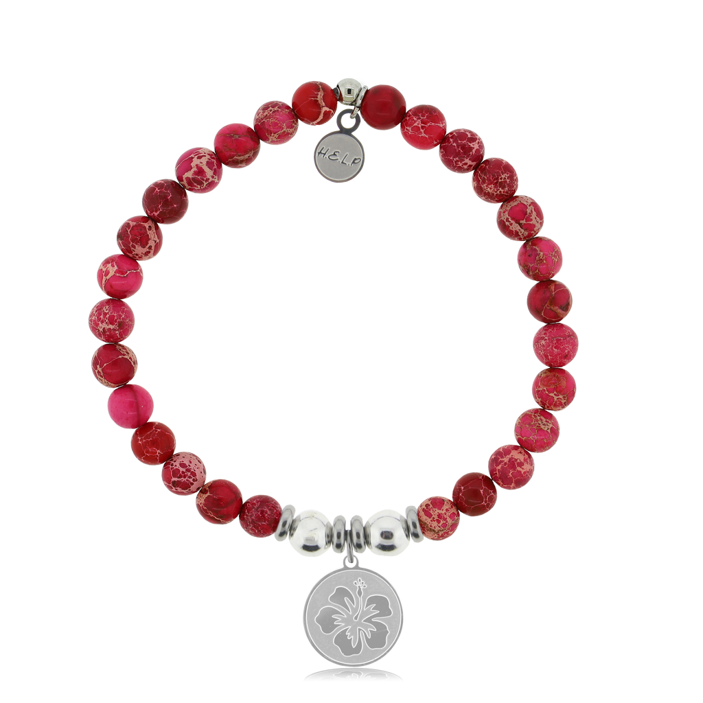 HELP by TJ Hibiscus Charm with Cranberry Jasper Charity Bracelet