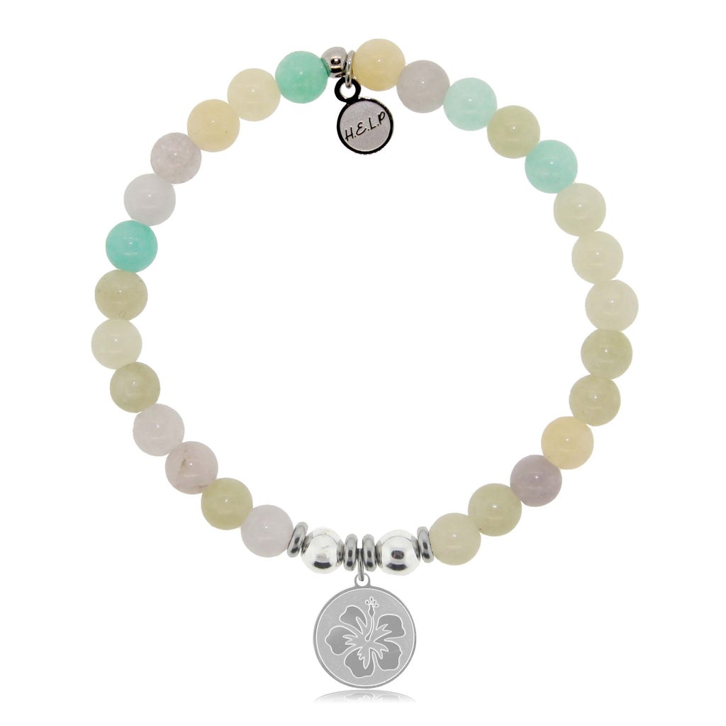 HELP by TJ Hibiscus Charm with Green Yellow Jade Charity Bracelet