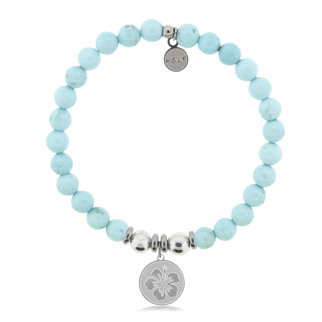 HELP by TJ Hibiscus Charm with Larimar Magnesite Charity Bracelet