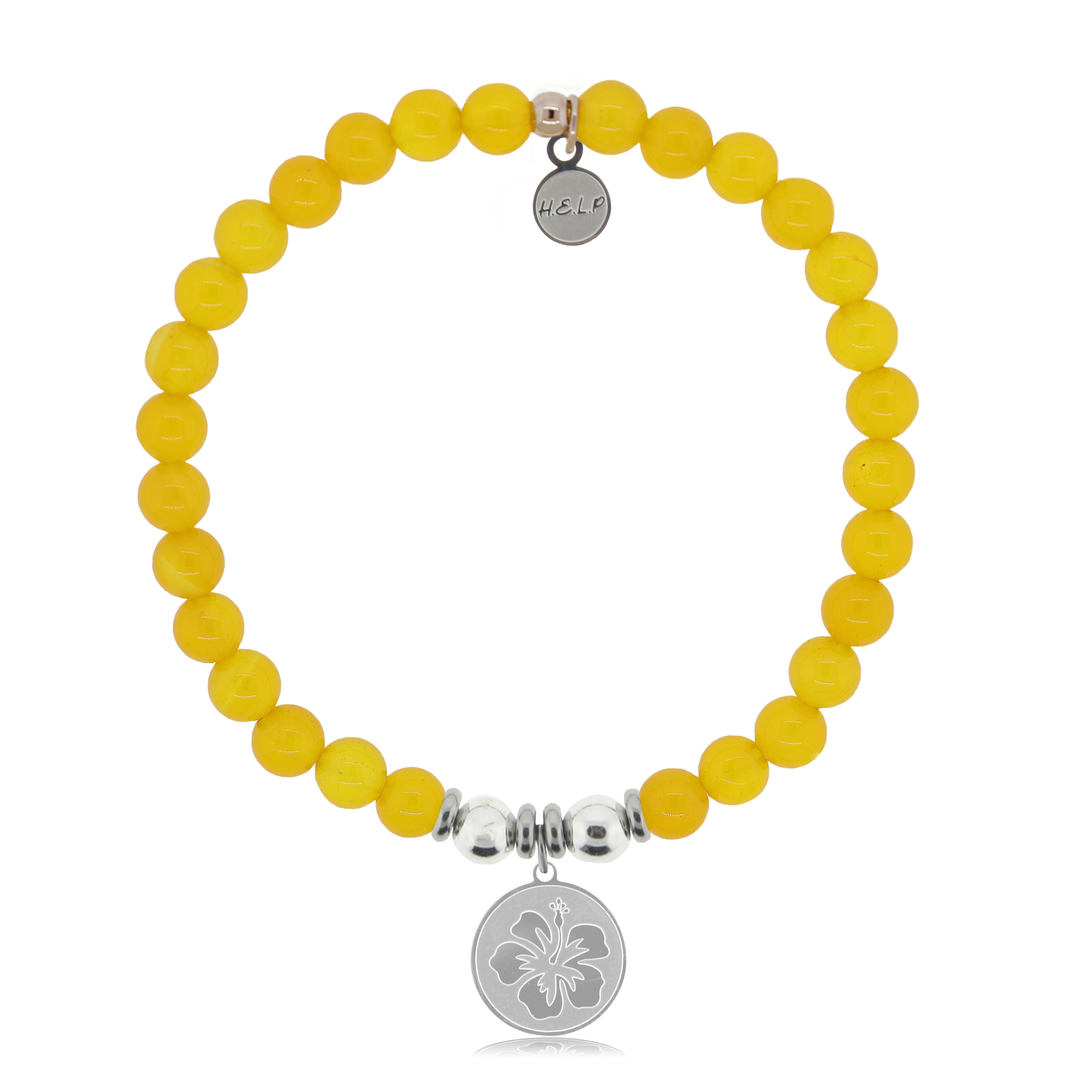 HELP by TJ Hibiscus Charm with Yellow Agate Charity Bracelet