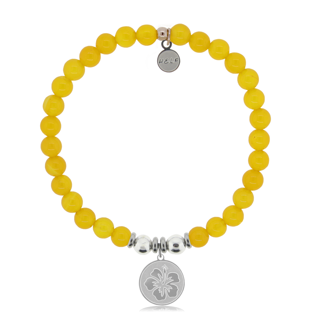 HELP by TJ Hibiscus Charm with Yellow Agate Charity Bracelet