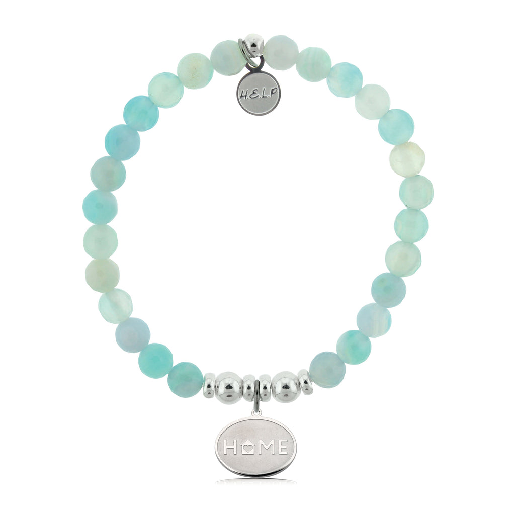 HELP by TJ Home Heart Charm with Light Blue Agate Charity Bracelet