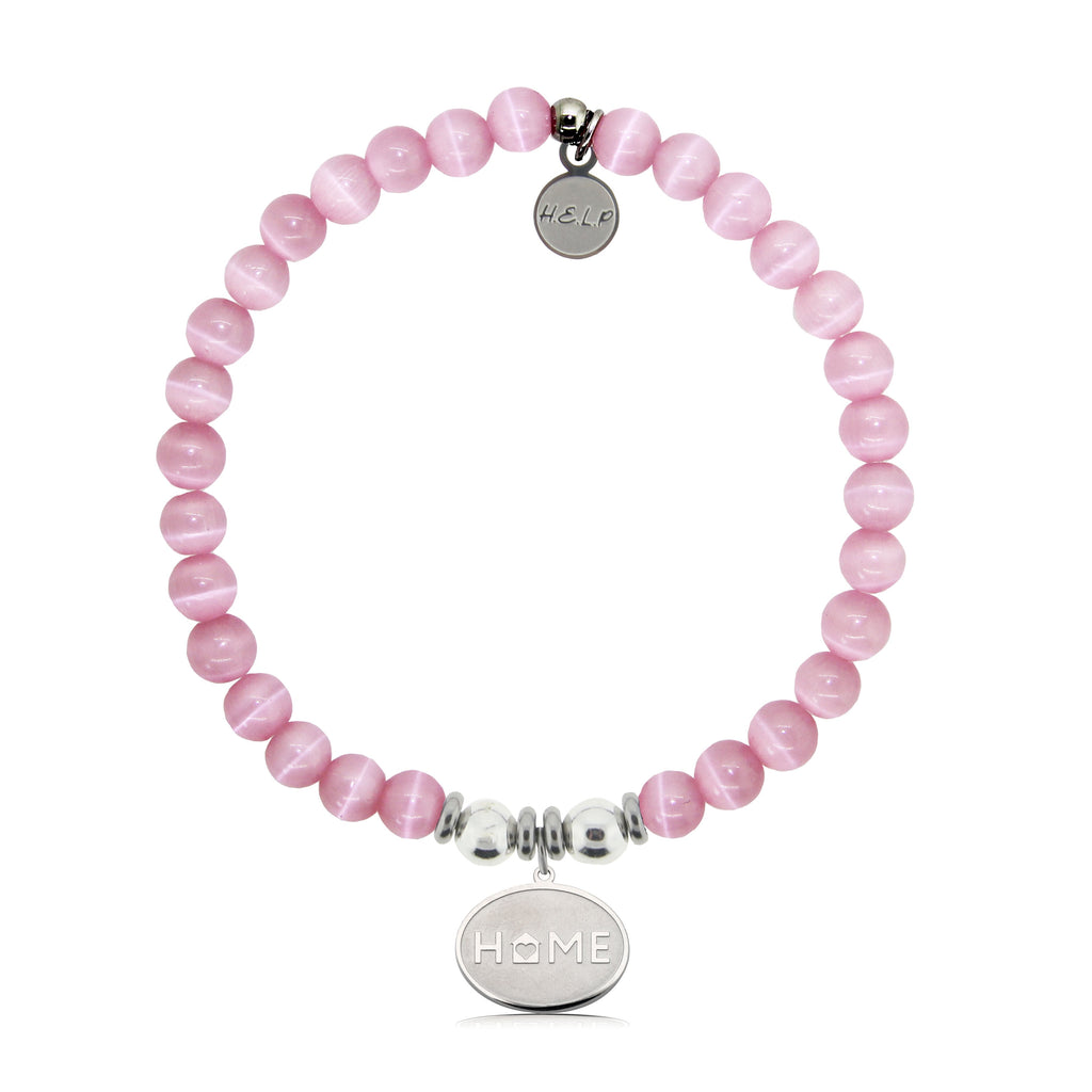 HELP by TJ Home Heart Charm with Pink Cats Eye Charity Bracelet