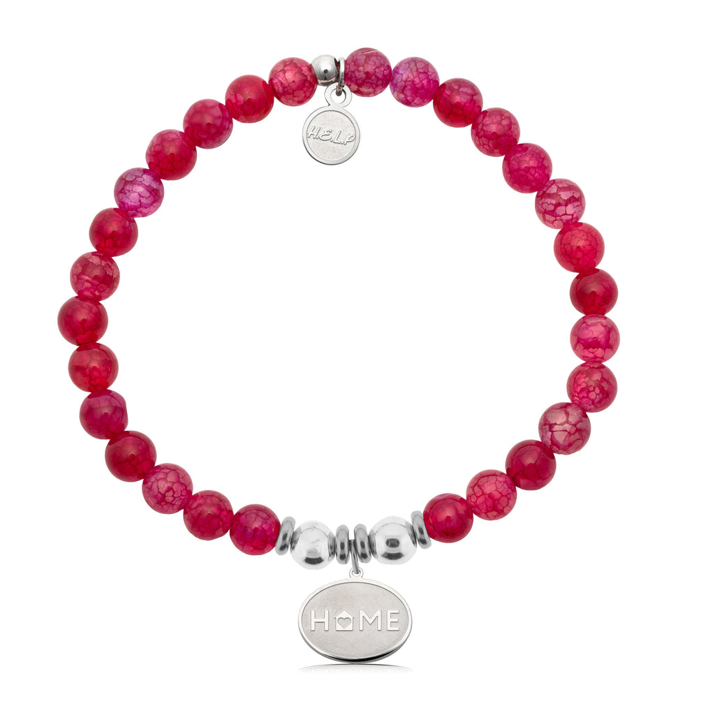 HELP by TJ Home Heart Charm with Red Fire Agate Charity Bracelet