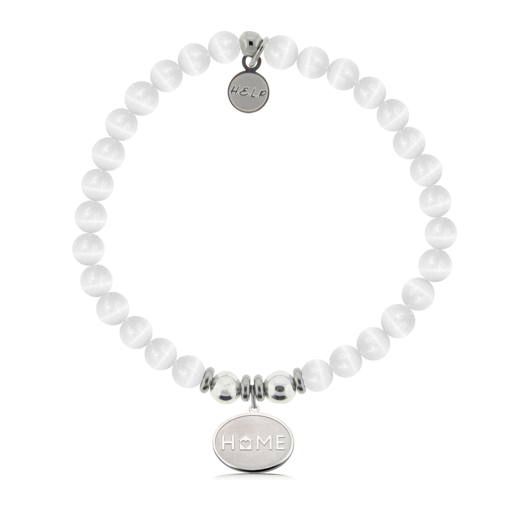 HELP by TJ Home Heart Charm with White Cats Eye Charity Bracelet