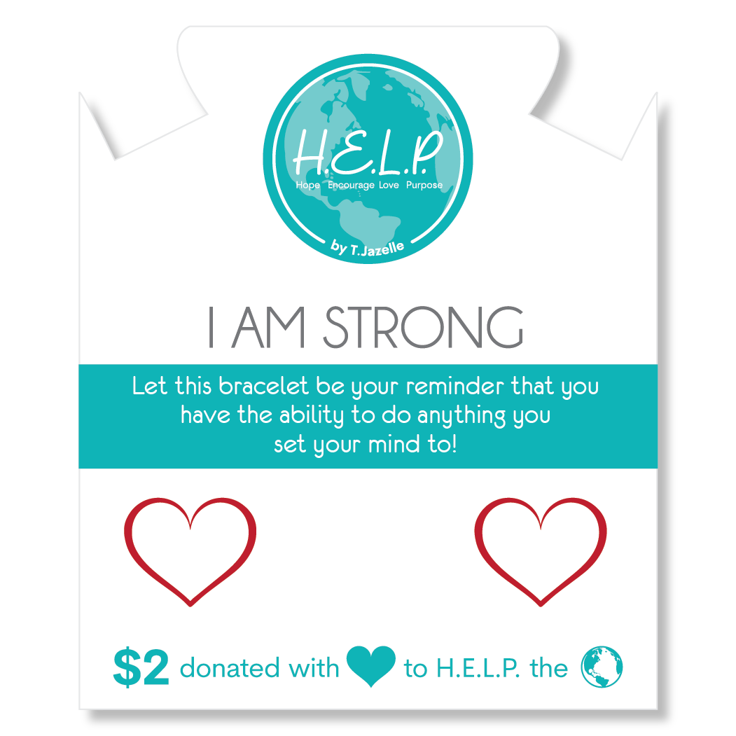 HELP by TJ I am Strong Charm with Aqua Cats Eye Charity Bracelet