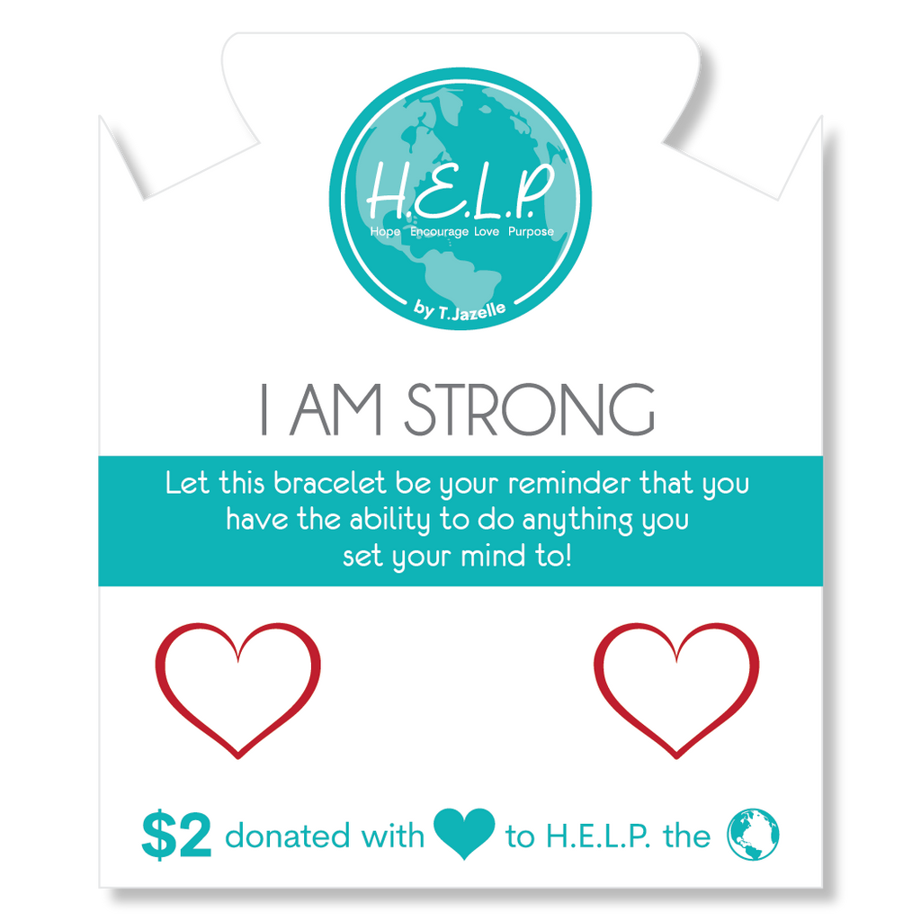 HELP by TJ I am Strong Charm with Aqua Cats Eye Charity Bracelet