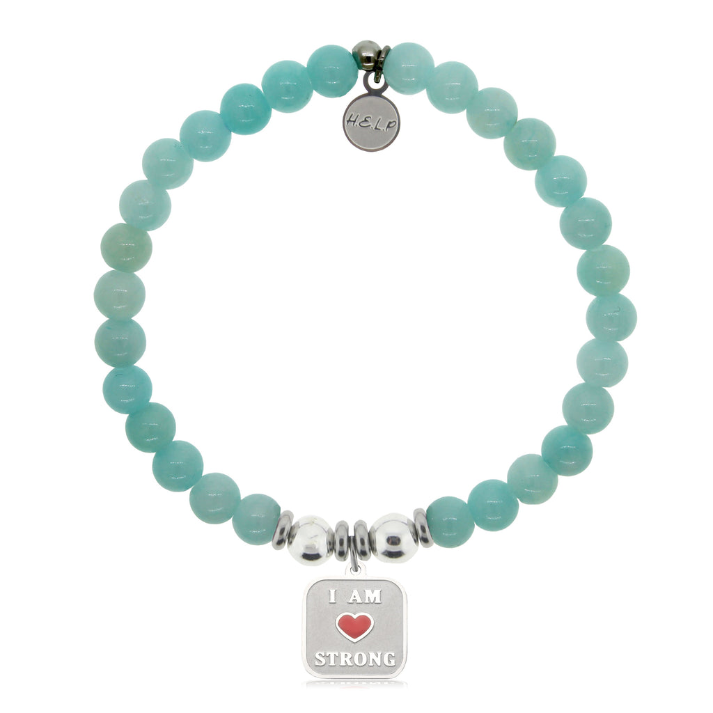 HELP by TJ I am Strong Charm with Baby Blue Quartz Charity Bracelet