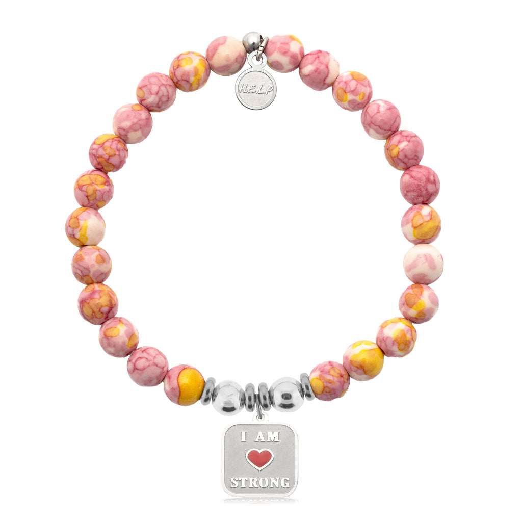 HELP by TJ I am Strong Charm with Lemonade Jade Charity Bracelet