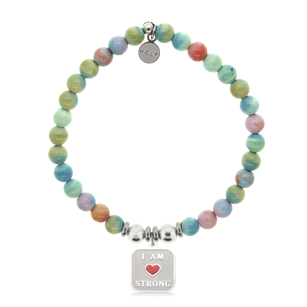 HELP by TJ I am Strong Charm with Pastel Magnesite Charity Bracelet