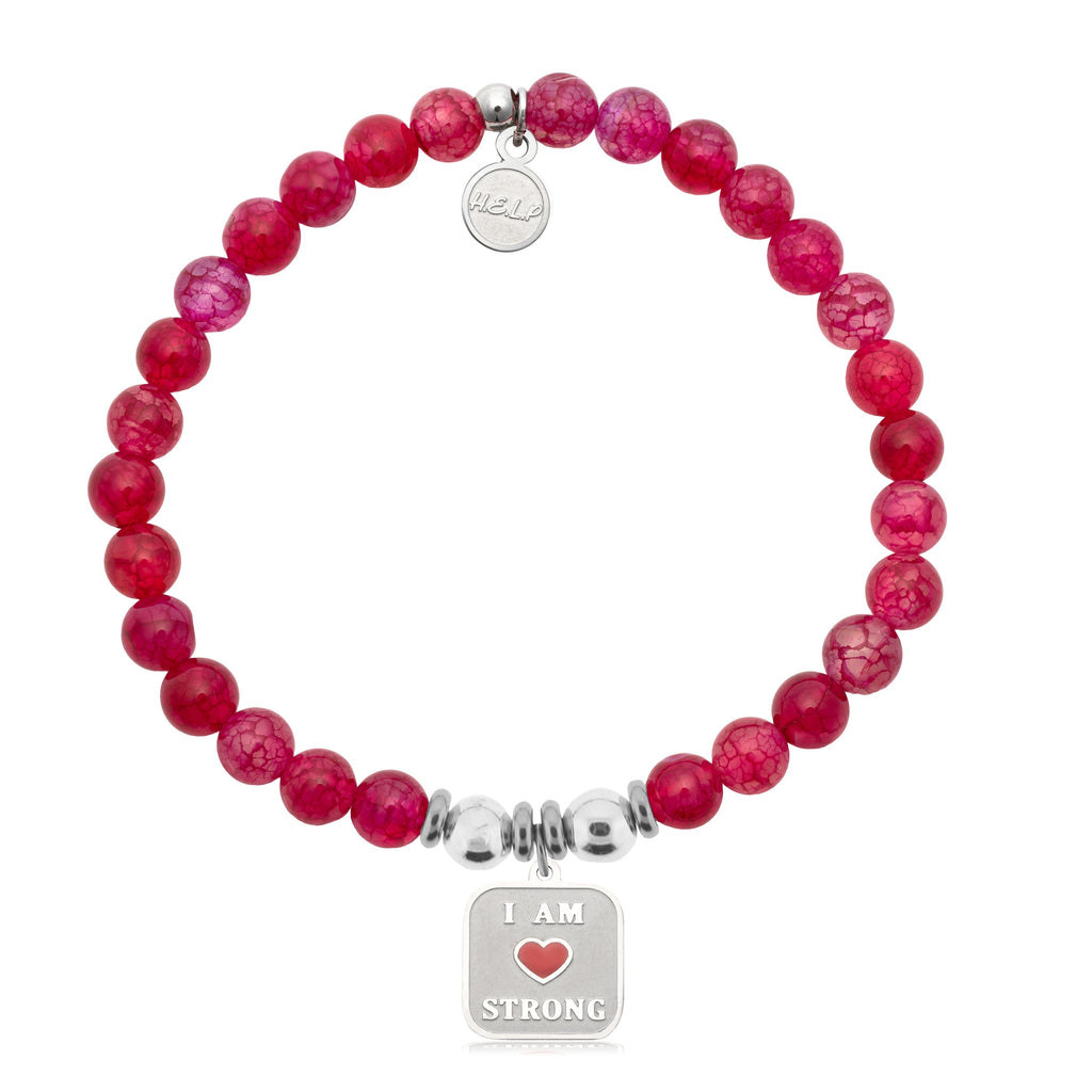 HELP by TJ I am Strong Charm with Red Fire Agate Charity Bracelet