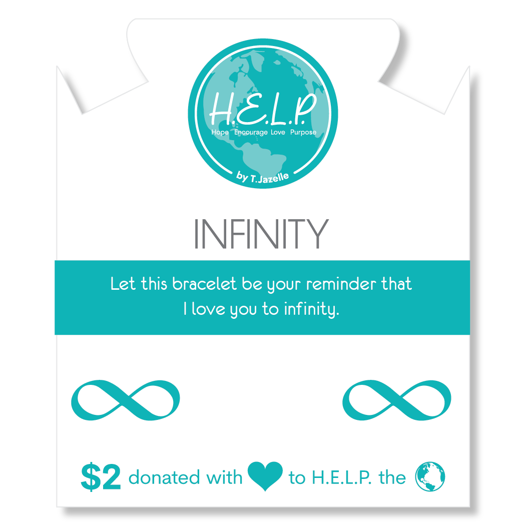 HELP by TJ Infinity Charm with Aqua Cats Eye Charity Bracelet