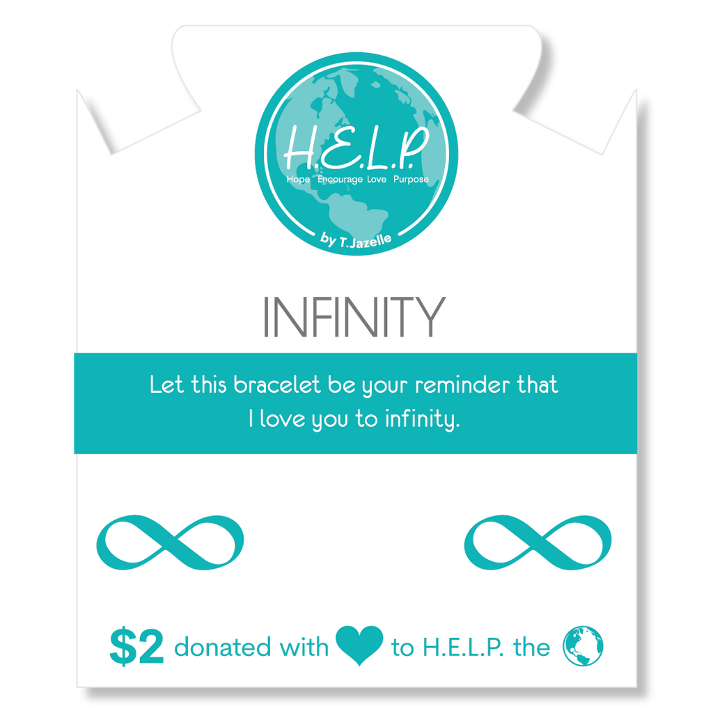 HELP by TJ Infinity Charm with Blue and White Jade Charity Bracelet