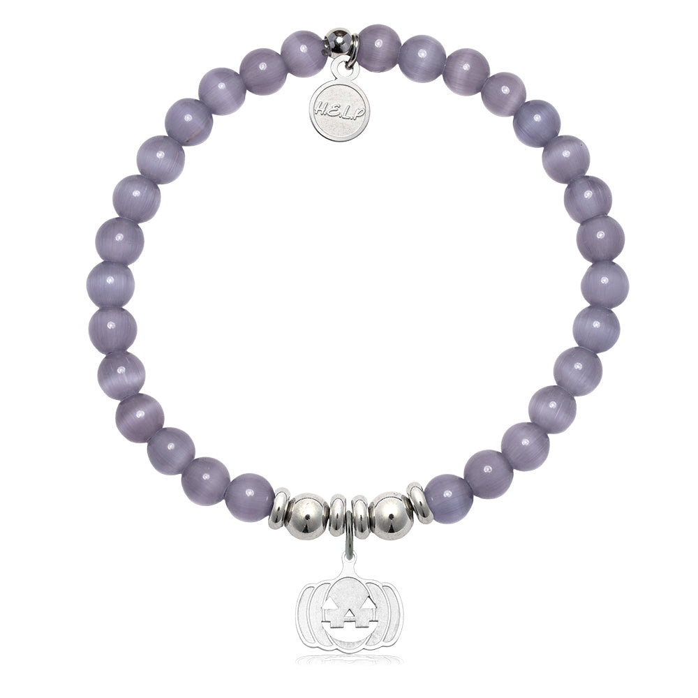 HELP by TJ Jack O'Lantern Charm with Purple Cats Eye Charity Bracelet