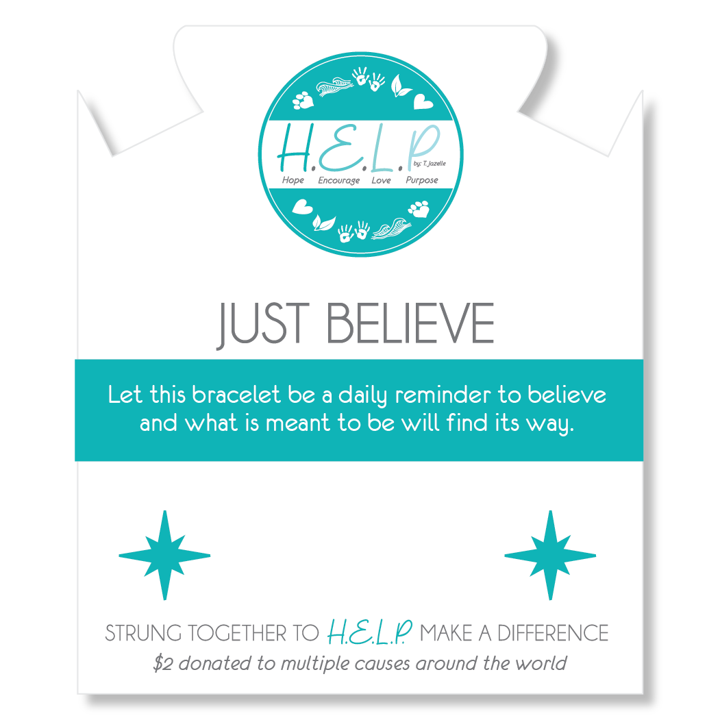 HELP by TJ Just Believe Charm with Azure Blue Jade Charity Bracelet