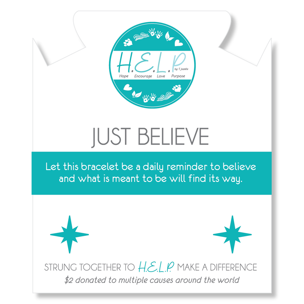 HELP by TJ Just Believe Charm with Azure Blue Jade Charity Bracelet