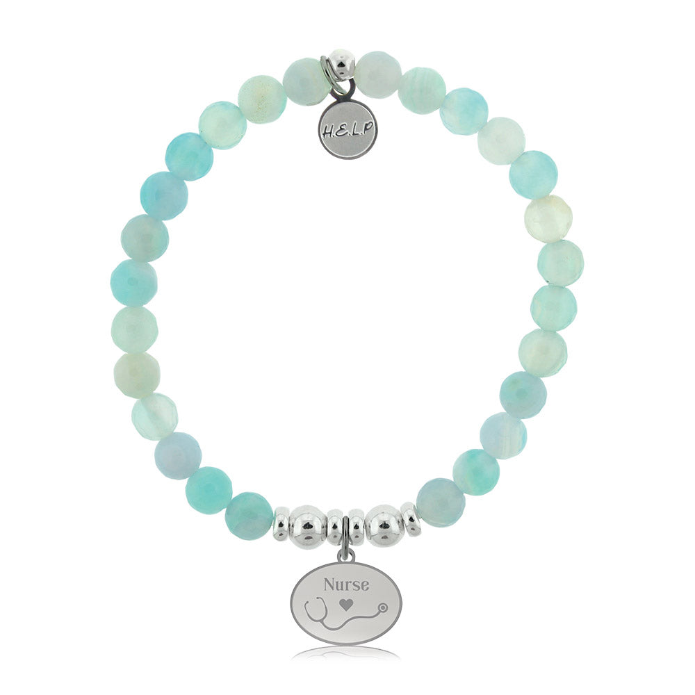 HELP by TJ Nurse Charm with Light Blue Agate Charity Bracelet