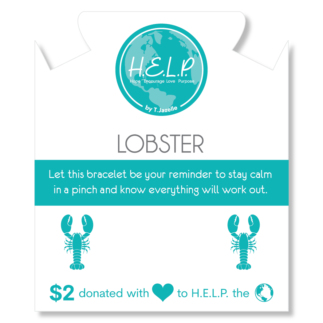 HELP by TJ Lobster Charm with Blue Opal Jade Charity Bracelet