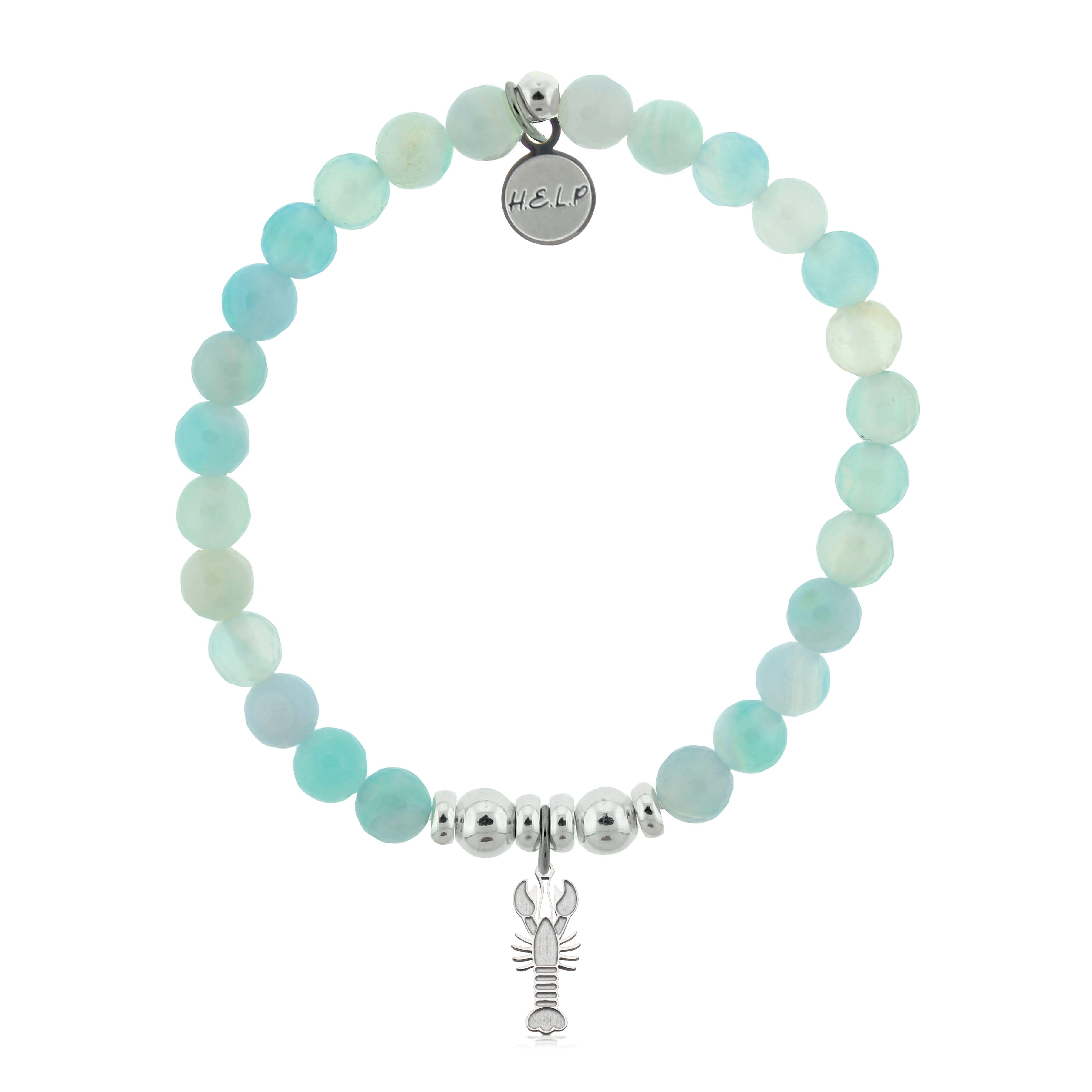 HELP by TJ Lobster Charm with Light Blue Agate Charity Bracelet