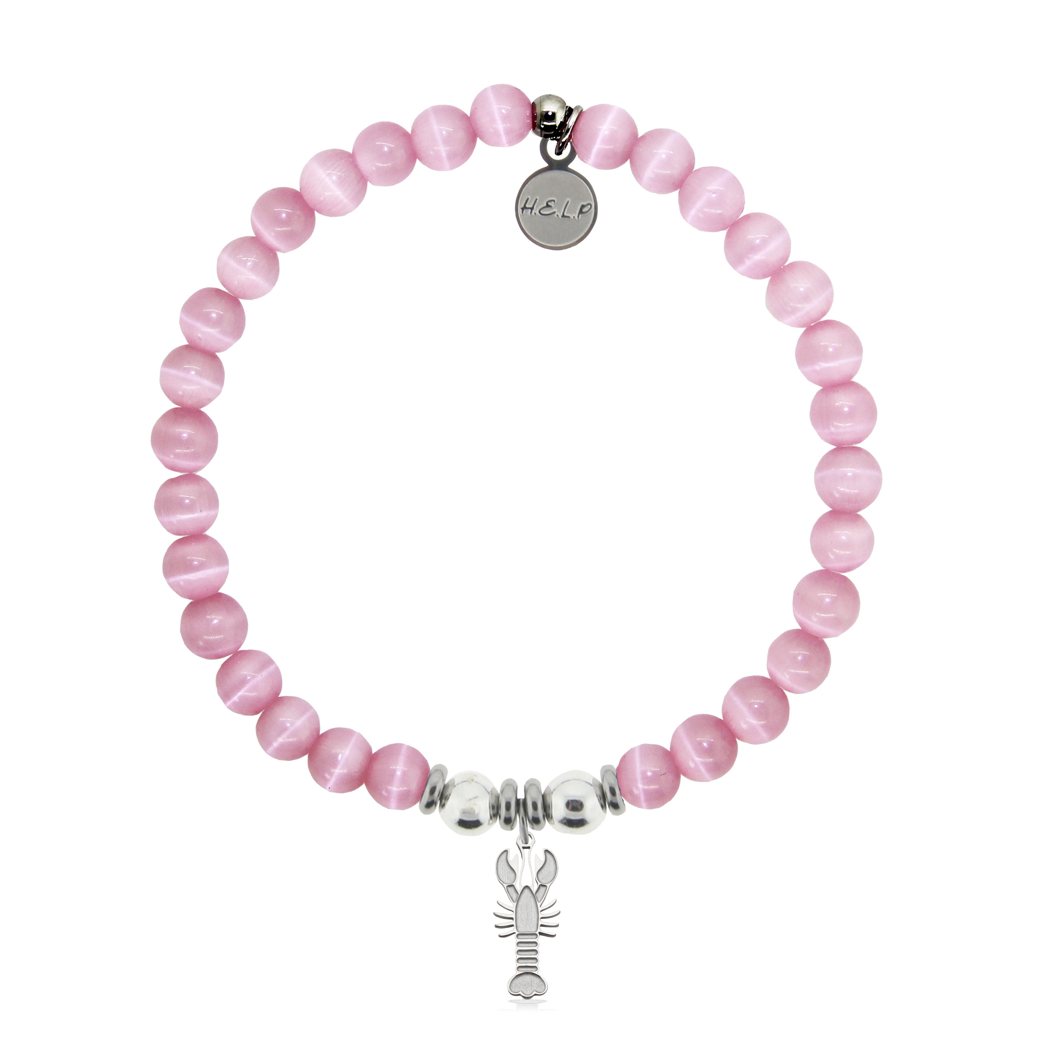 HELP by TJ Lobster Charm with Pink Cats Eye Charity Bracelet