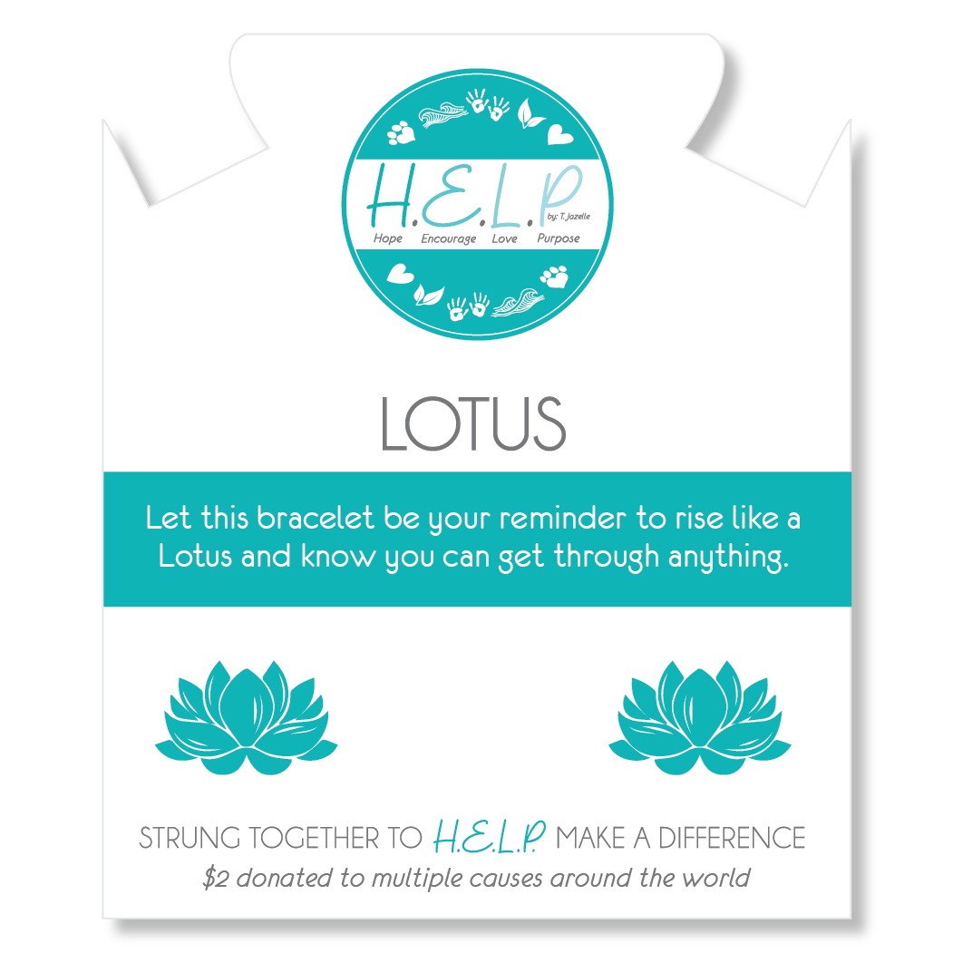 HELP by TJ Lotus Charm with Aqua Cats Eye Charity Bracelet