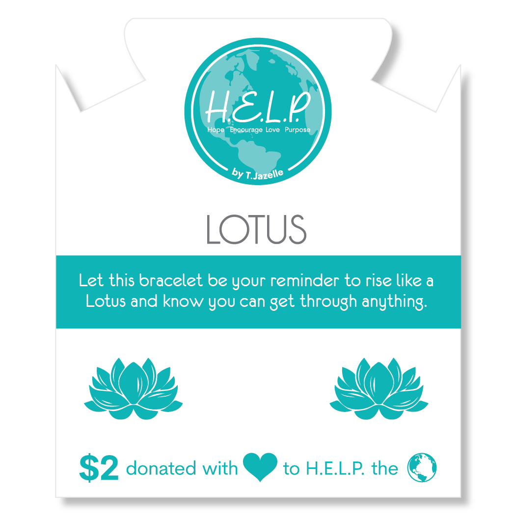 HELP by TJ Lotus Charm with Blue Opal Jade Charity Bracelet