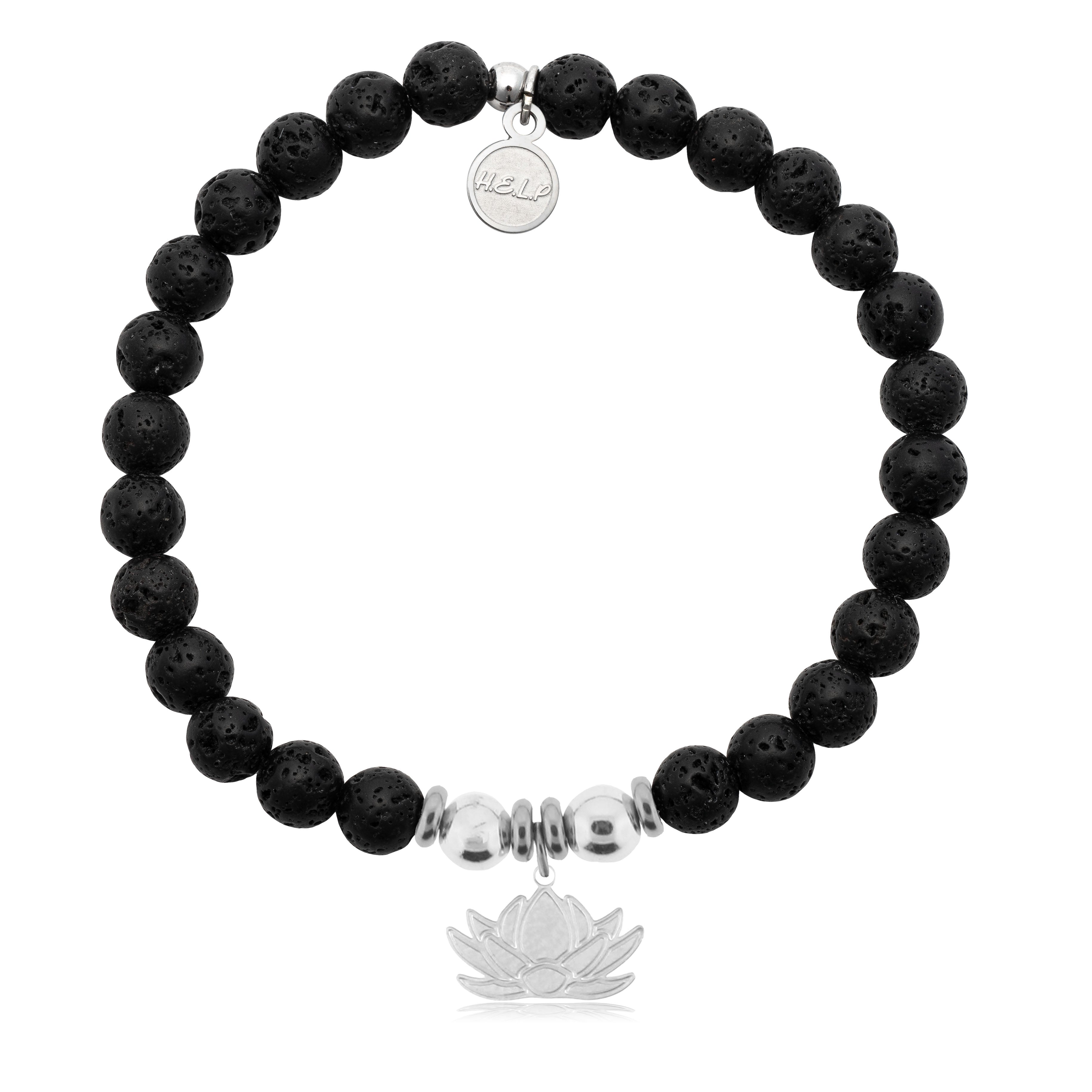 HELP by TJ Lotus Charm with Lava Rock Charity Bracelet