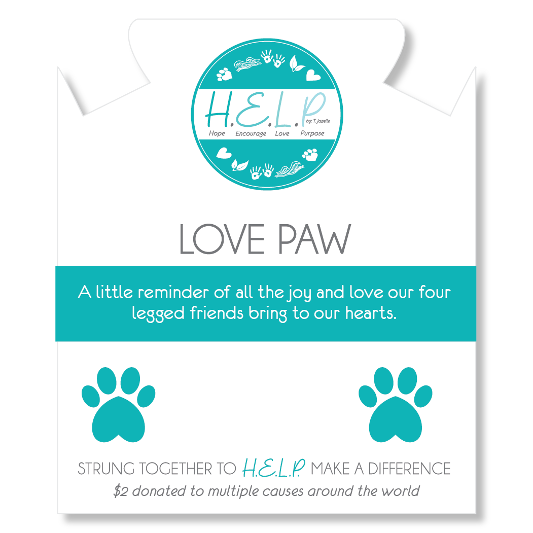 HELP by TJ Love Paw Charm with Aqua Cats Eye Charity Bracelet