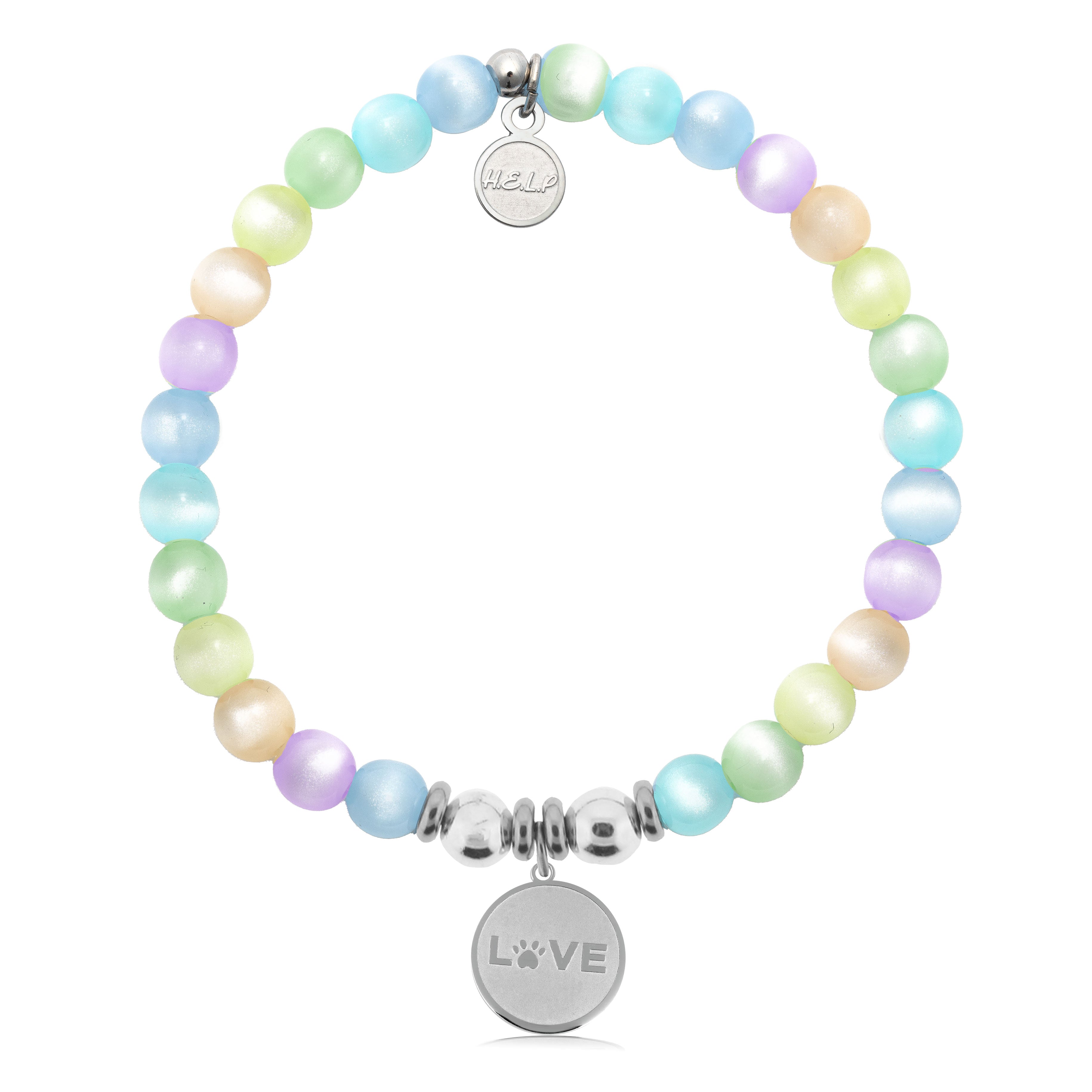 HELP by TJ Love Paw Charm with Multi Selenite Charity Bracelet