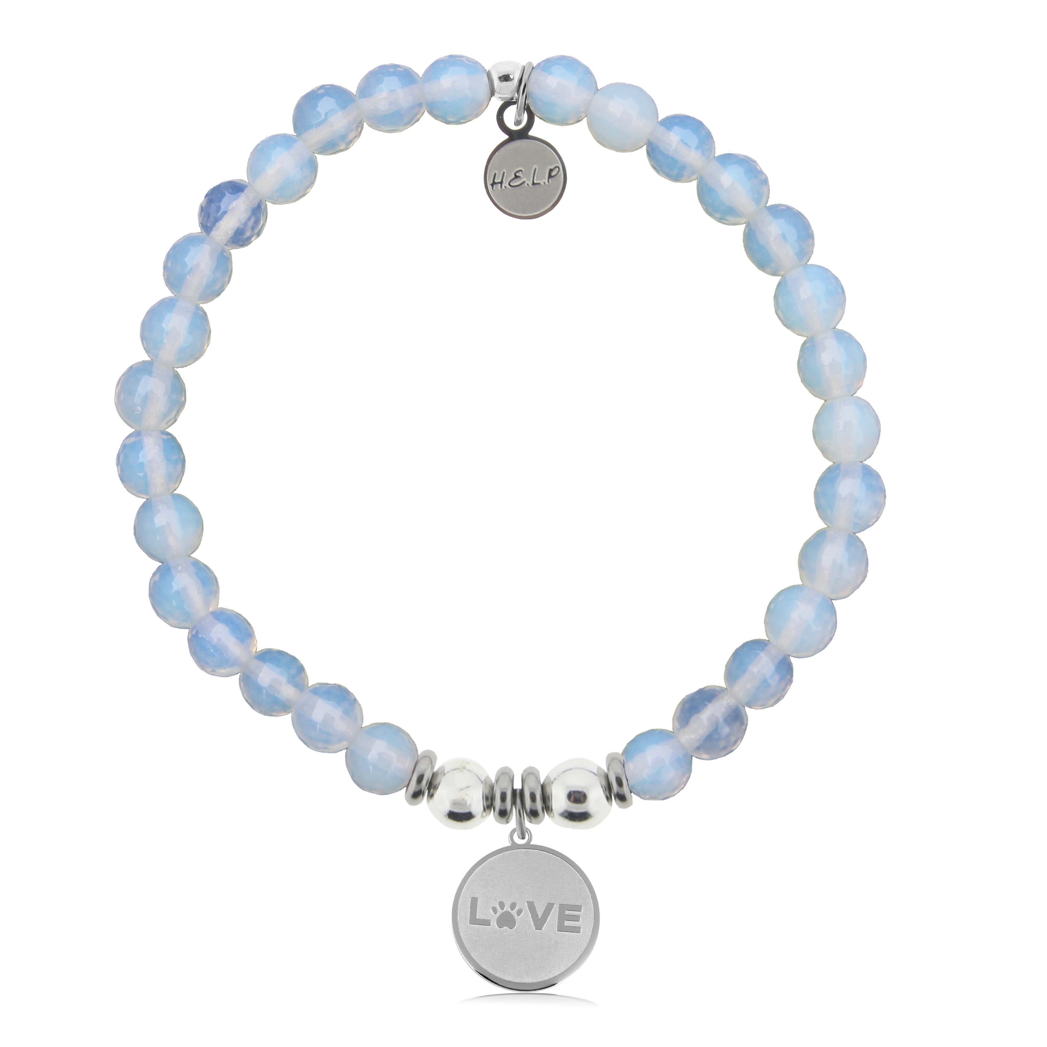 HELP by TJ Love Paw Charm with Opalite Charity Bracelet