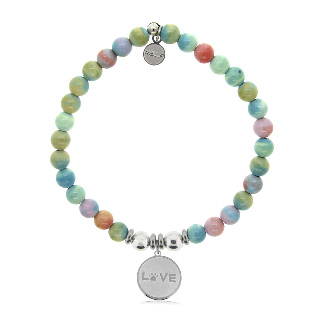 HELP by TJ Love Paw Charm with Pastel Jade Charity Bracelet