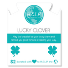 HELP by TJ Lucky Clover Charm with Aqua Cats Eye Charity Bracelet