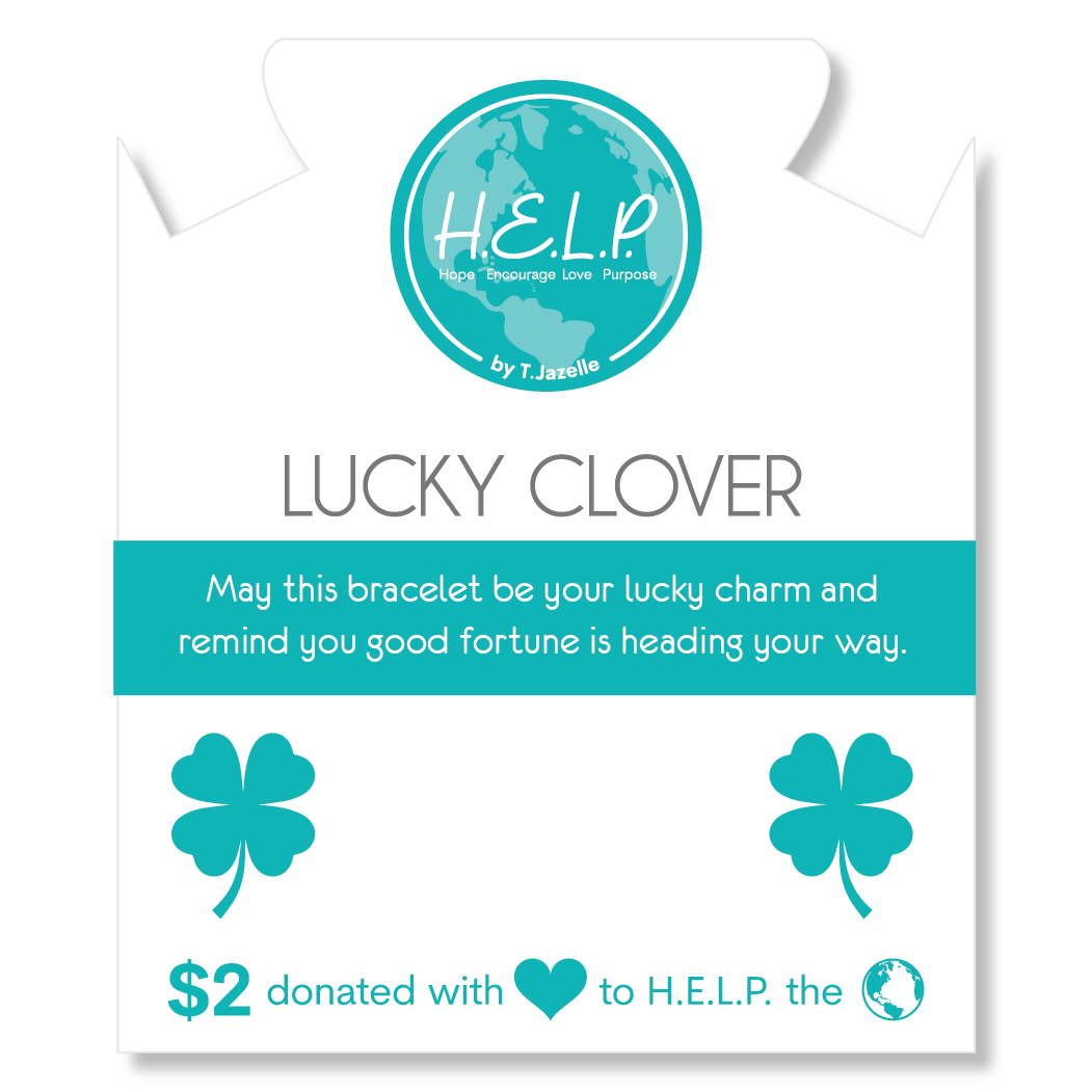 HELP by TJ Lucky Clover Charm with Azure Blue Jade Charity Bracelet