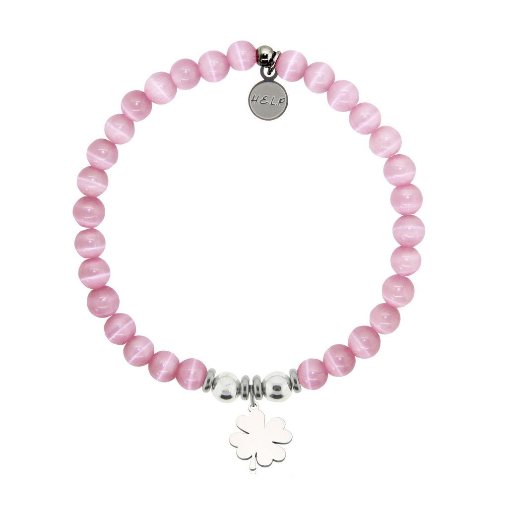 HELP by TJ Lucky Clover Charm with Pink Cats Eye Charity Bracelet