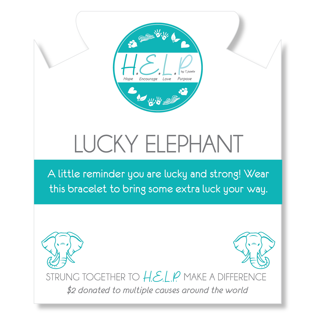 HELP by TJ Lucky Elephant Charm with Blue Selenite Charity Bracelet