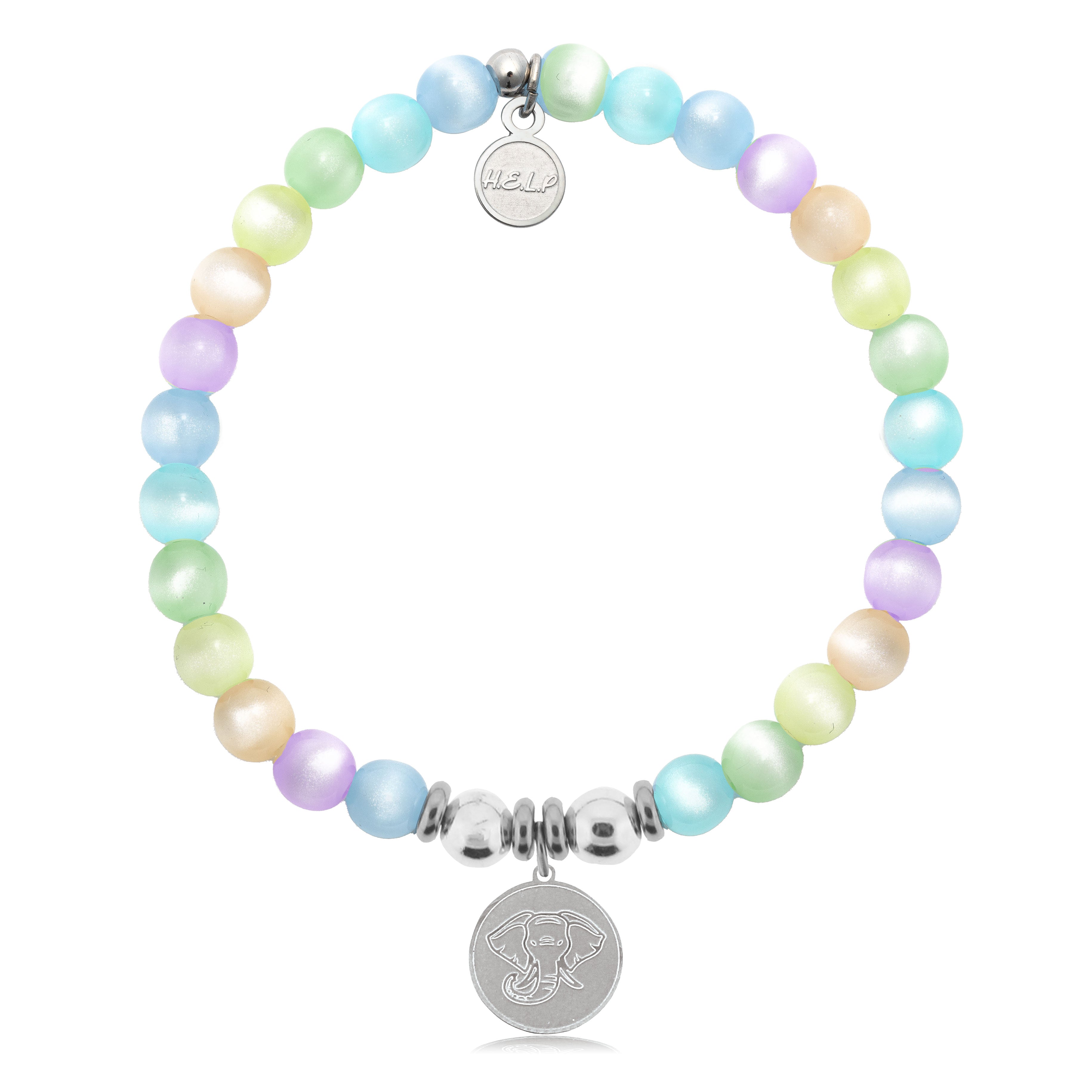 HELP by TJ Lucky Elephant Charm with Multi Selenite Charity Bracelet