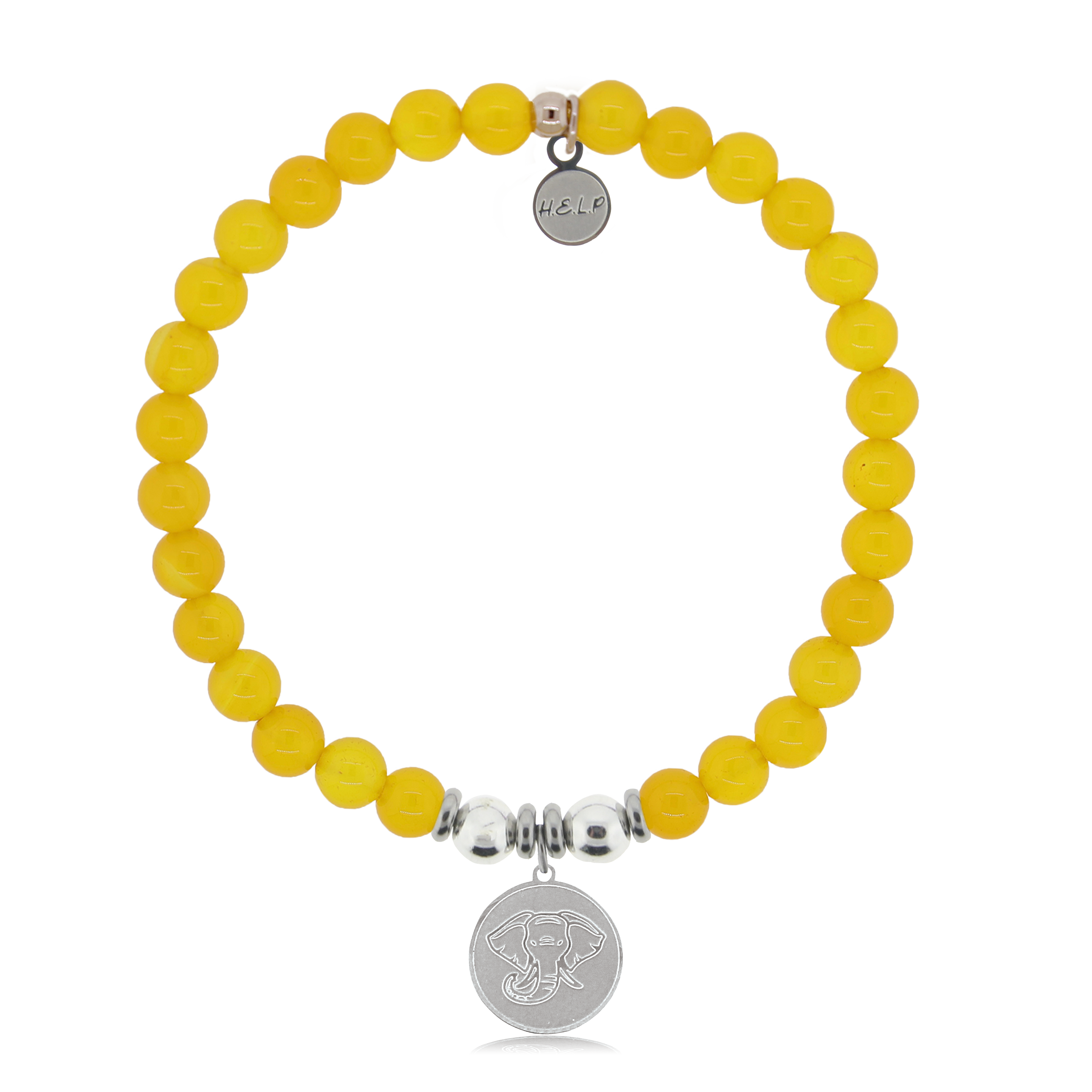 HELP by TJ Lucky Elephant Charm with Yellow Agate Charity Bracelet