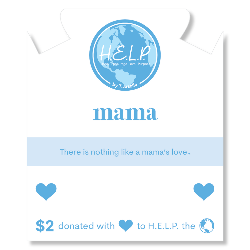 HELP by TJ Mama Collection: Blue Selenite with Mama CZ Bead Charity Bracelet
