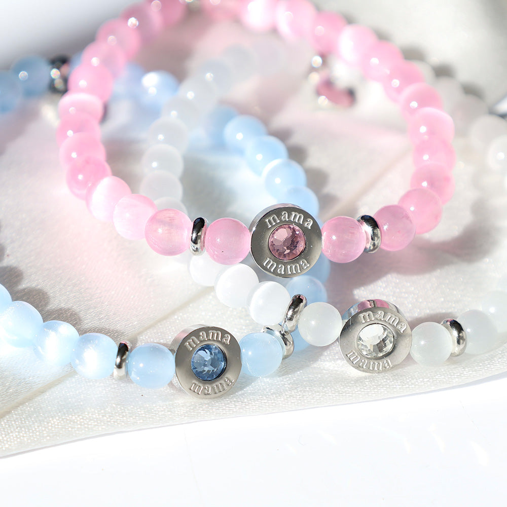 HELP by TJ Mama Collection: Pink Selenite with Mama CZ Bead Charity Bracelet