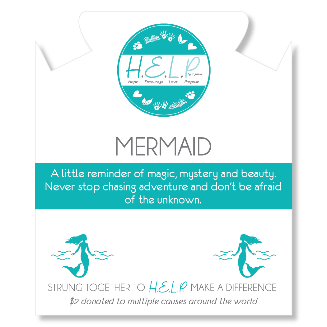 HELP by TJ Mermaid Charm with Blue Glass Shimmer Charity Bracelet