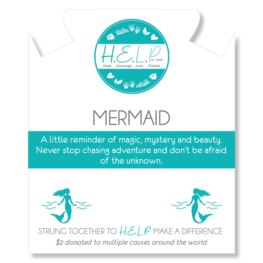 HELP by TJ Mermaid Charm with Blue Glass Shimmer Charity Bracelet