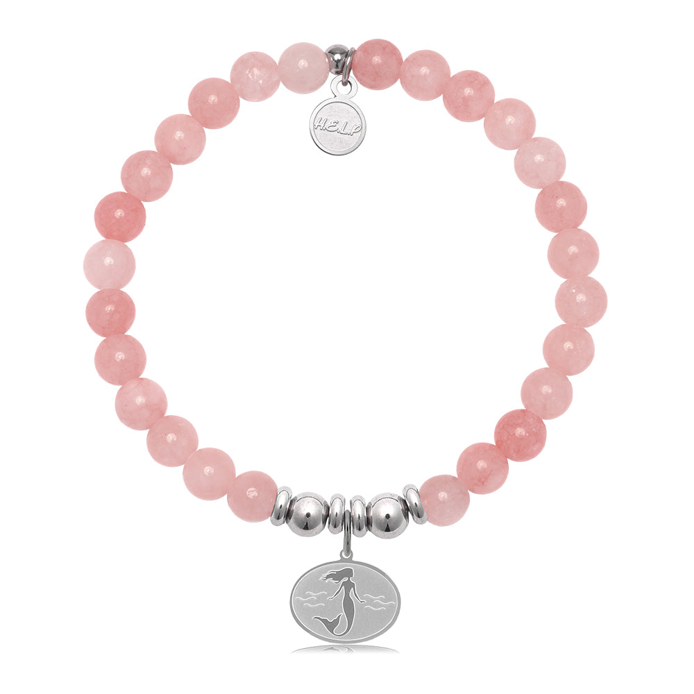 HELP by TJ Mermaid Charm with Pink Jade Charity Bracelet