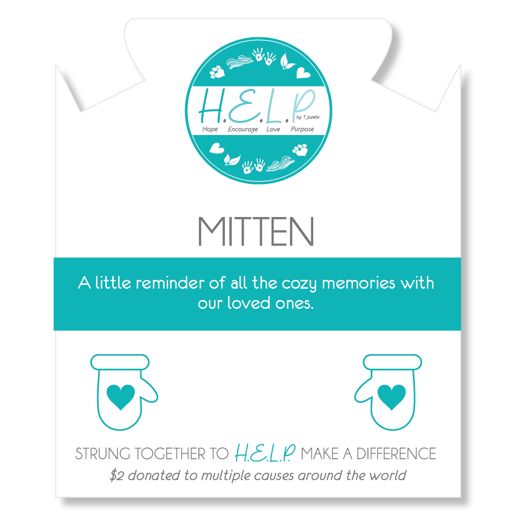 HELP by TJ Mitten Charm with Azure Blue Jade Charity Bracelet