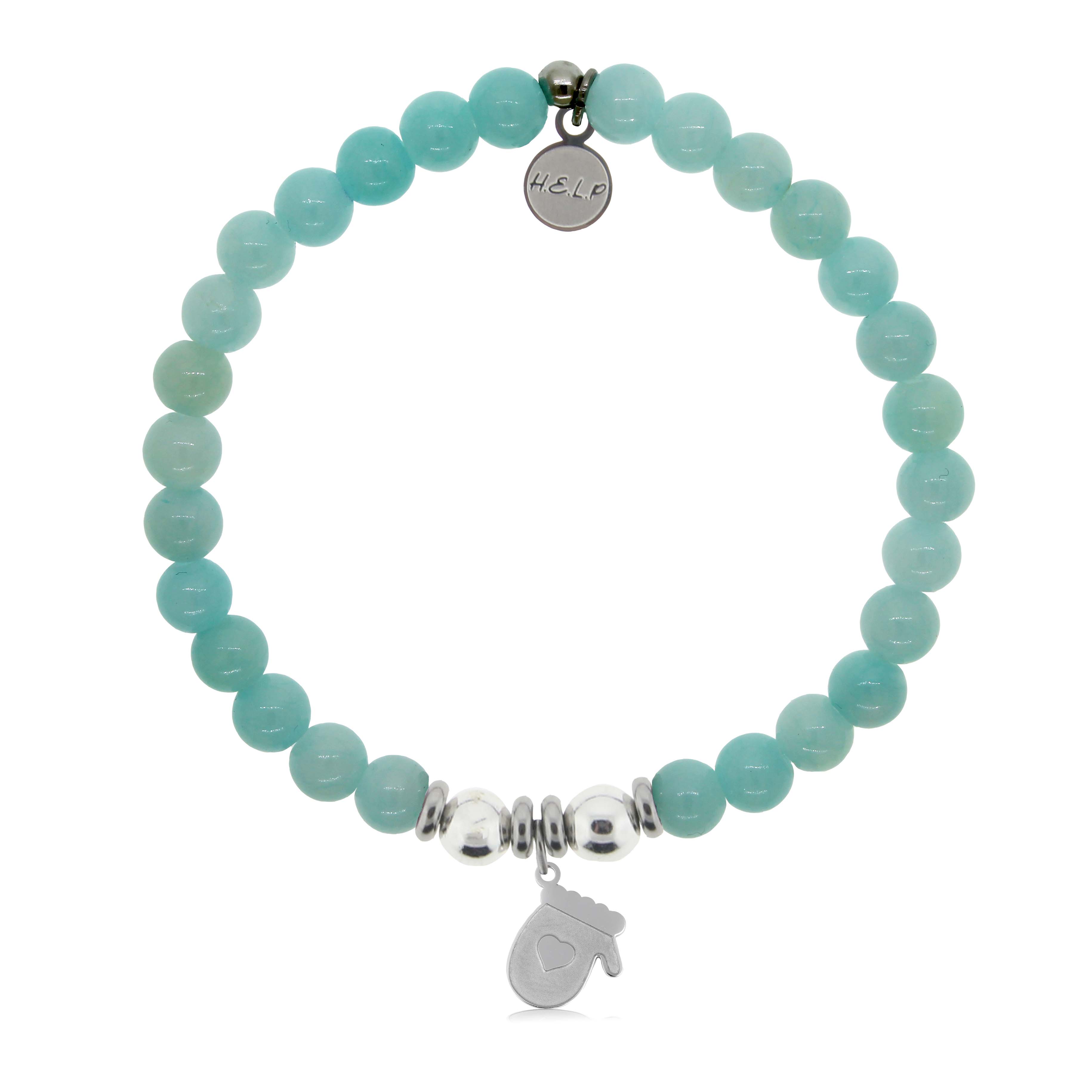 HELP by TJ Mitten Charm with Baby Blue Quartz Charity Bracelet