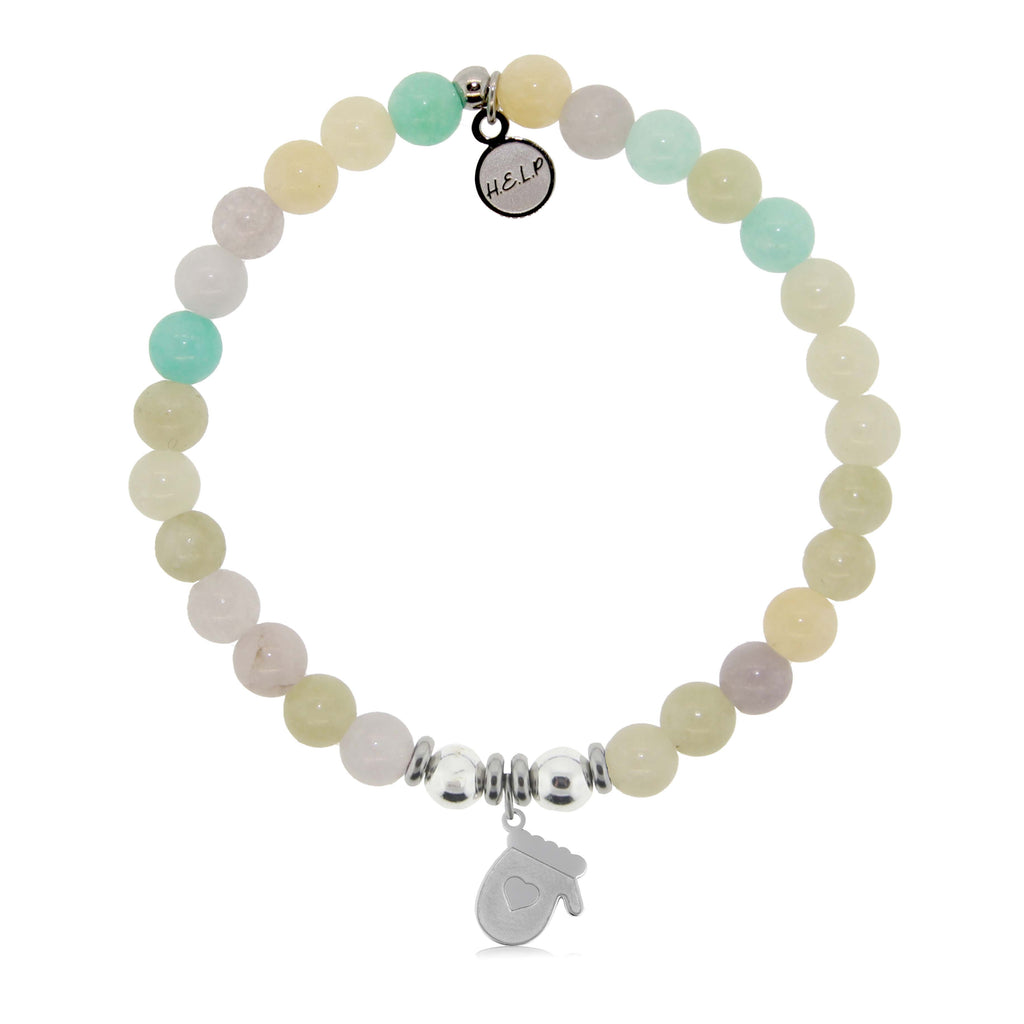 HELP by TJ Mitten Charm with Green Yellow Jade Charity Bracelet