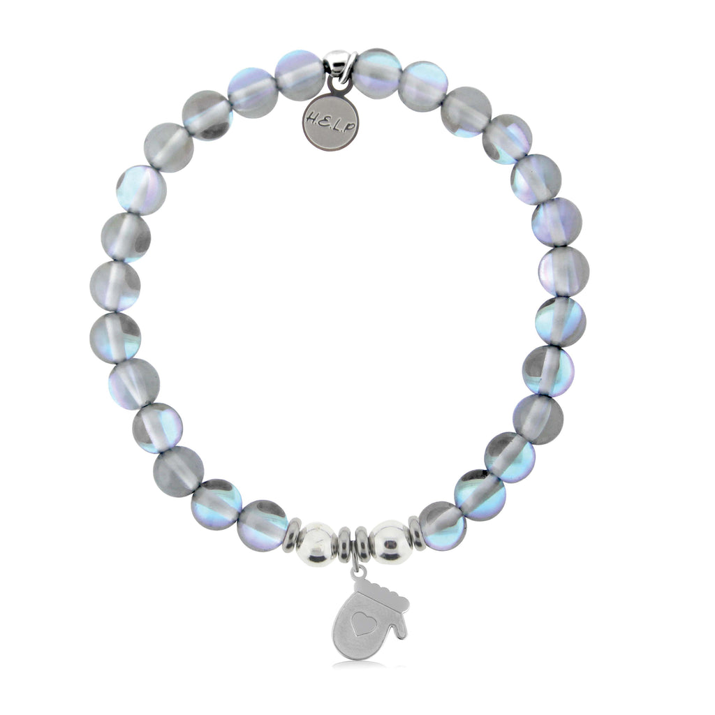 HELP by TJ Mitten Charm with Grey Opalescent Charity Bracelet